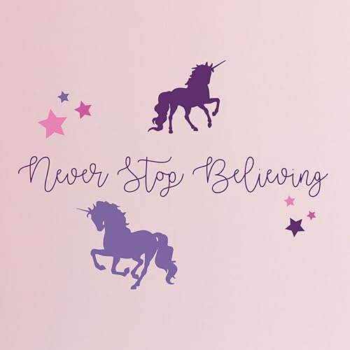 Miniatura 3 de Unicorn Stickers for Kids Room - Never Stop Believing Magical Themed Wall Decor - Vinyl Mural for Girls or Boys Bedroom, Baby Nursery, or Playroom