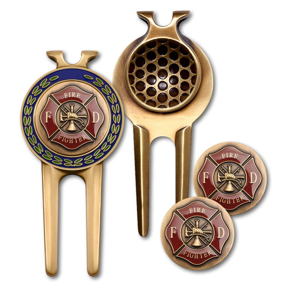 Armed Forces Depot Firefighter Golf Divot Tool and Balls Markers
