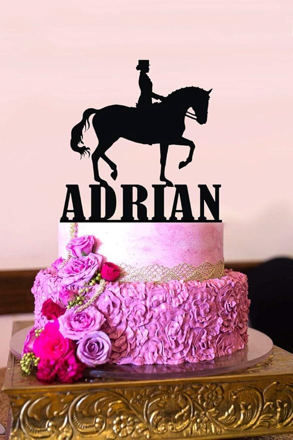 Decoration De Gateau D Anniversaire Personnalisee Pour Cheval De Dressage Decoration De Gateau Personnalisee Elegante Et Romantique Amazon Fr Cuisine Et Maison