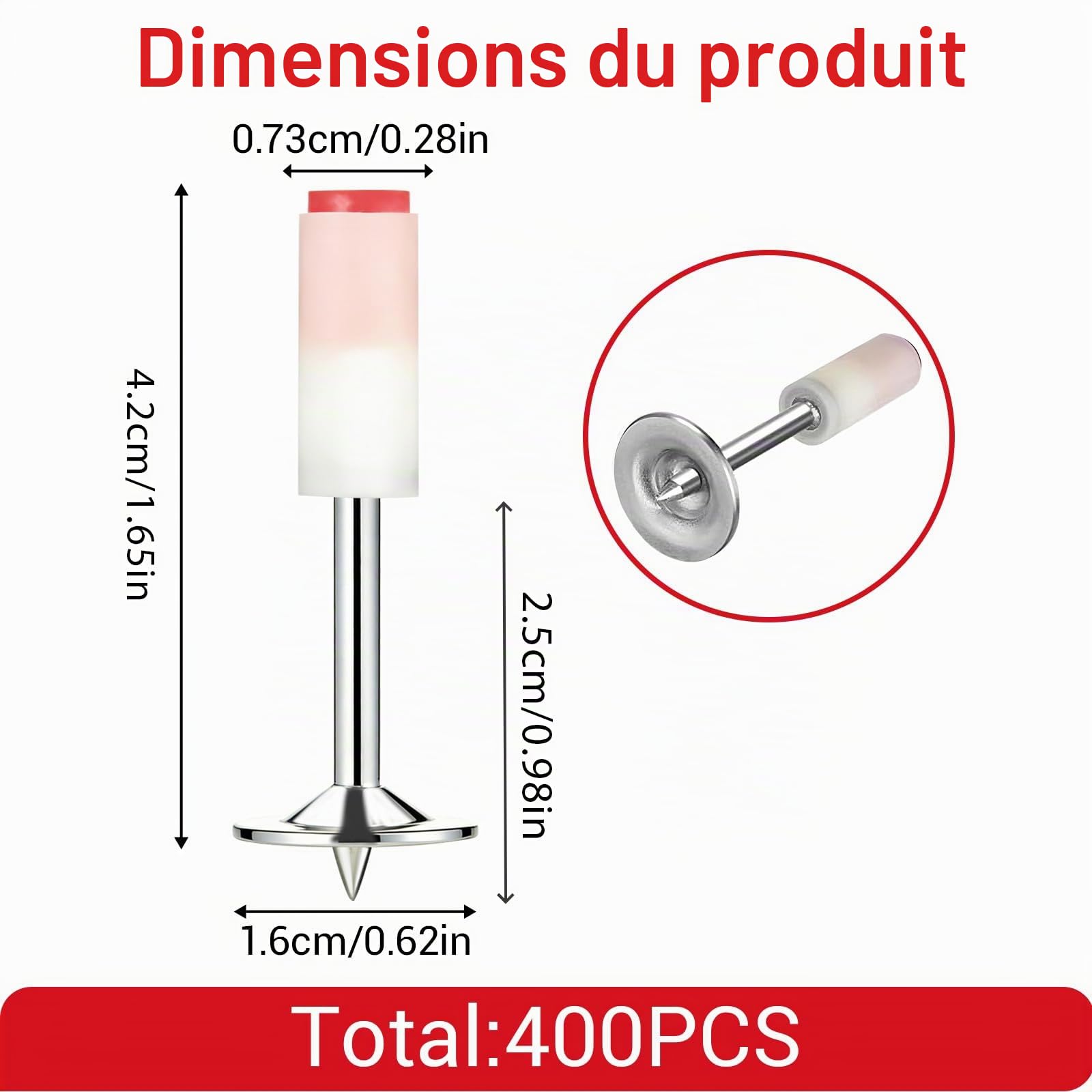 Lot de 400 Clou pour Pistolet à Clou, 7,3 mm Clous pour Pistolet à Clous, Acier au Carbone Ronds Clou pour Cloueuse Pneumatique pour Béton, clous de toiture, Climatisation