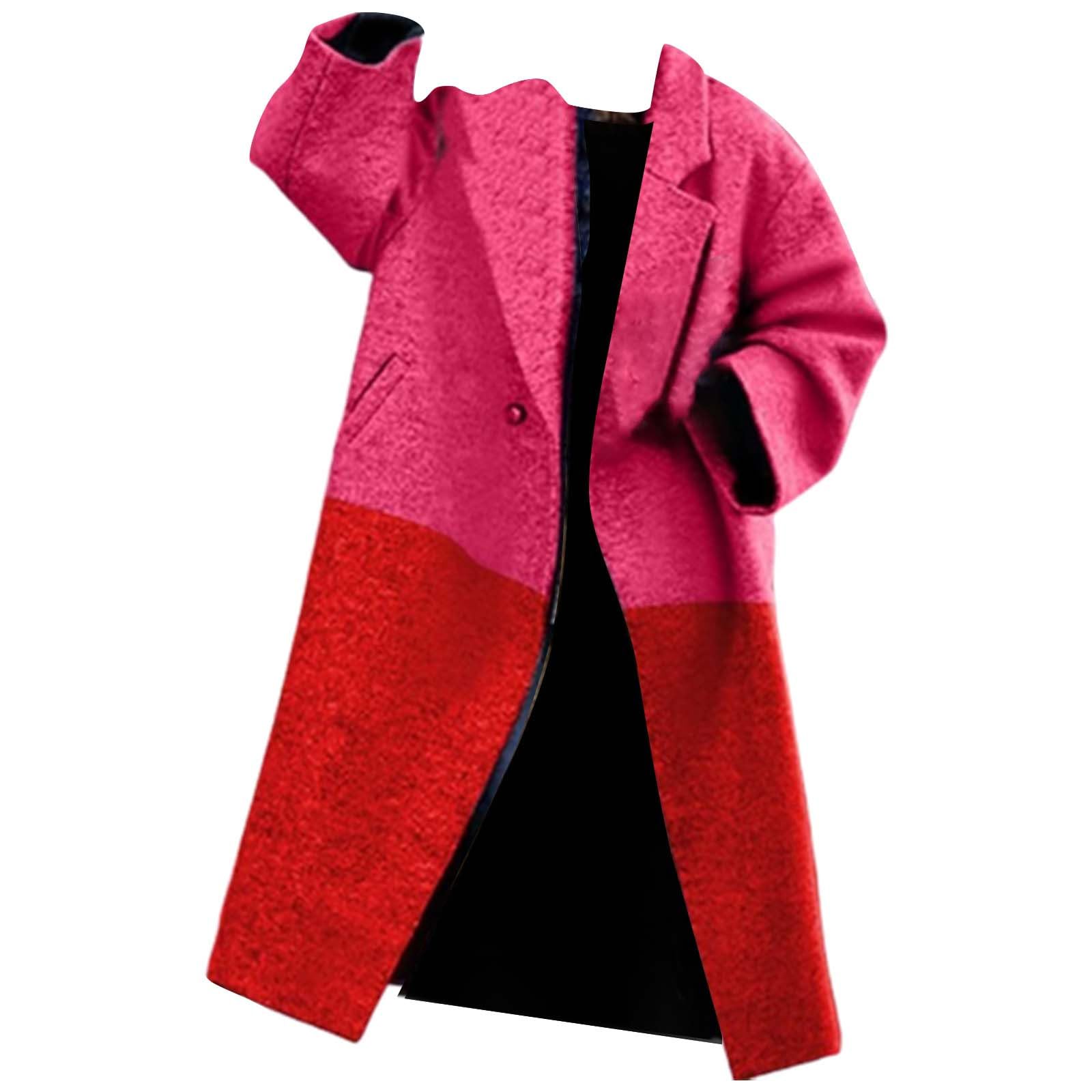 Giacche da donna invernali lunghe invernali in misto lana cappotto elegante colore Block giacca invernale da donna calda giacca da donna colletto dentellato giacca blazer trench cappotto invernale