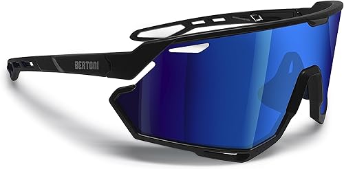 Bertoni Gafas de sol deportivas para ciclismo MTB Running para hombres y mujeres en TR90 lente ancha antivaho mod. ALPHA