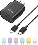 USB C Fast Charger, Type C Super Fast Wall Charger Charging Block for Samsung Galaxy S24 S23 S22 S21 S20 Ultra S10 S9, Note 20 10 9 with 6ft USB C to C Cable 25W USB C Charger Adapter