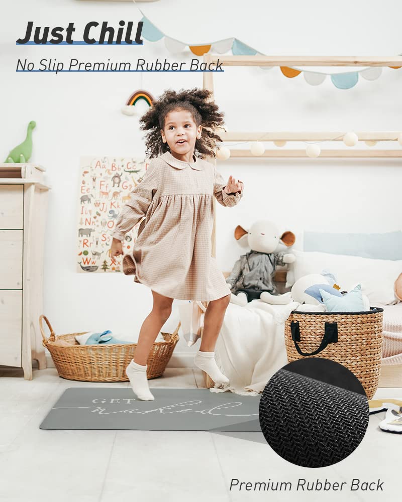 Get Naked - Alfombrilla de baño antideslizante gris con goma de alta calidad, suave de diatomeas para baño