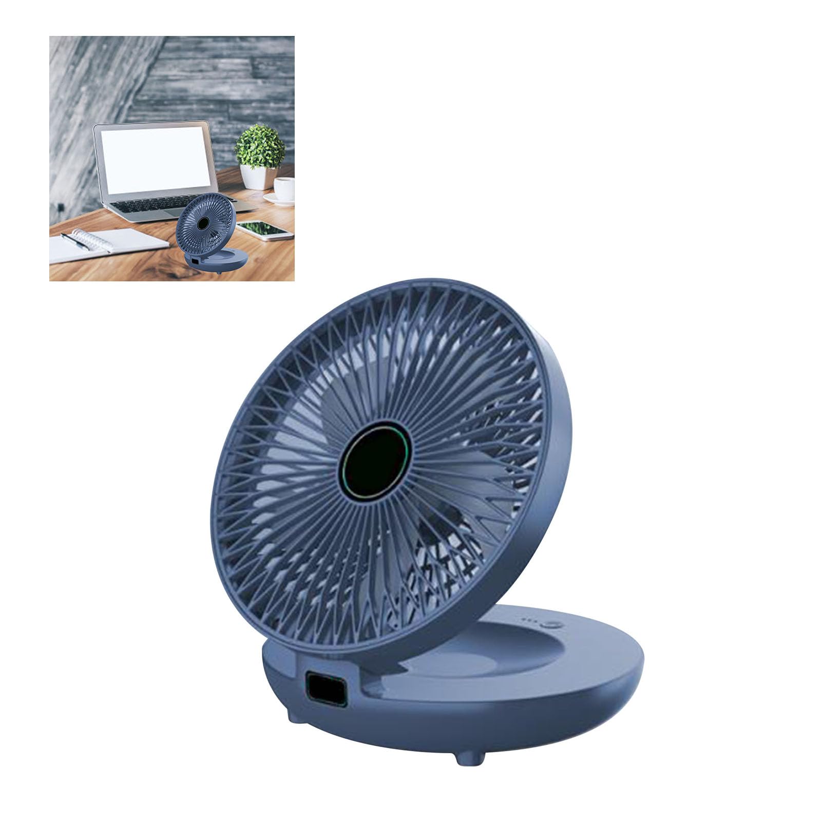Ventilateur de Bureau Pliable lyrlody bleu marine pour économiser l'espace sur table