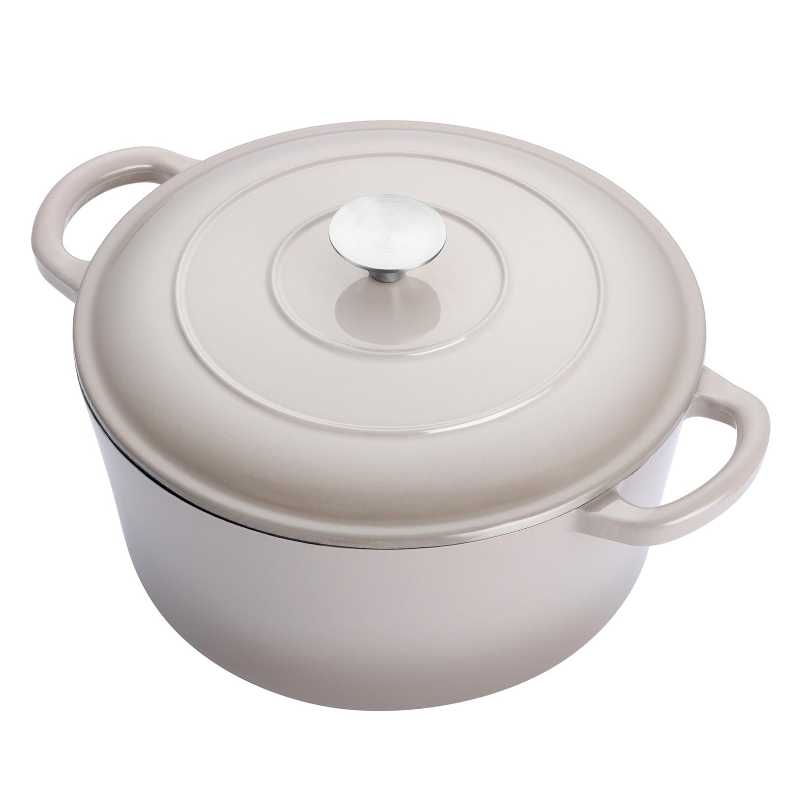 E-far Horno holandés de hierro fundido esmaltado de 6 cuartos de galón, color caqui