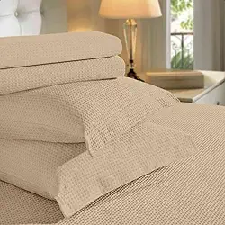 Colcha Cobre Leito de Cama Lisa Piquet 100% Algodão Luxo (Bege, Queen)