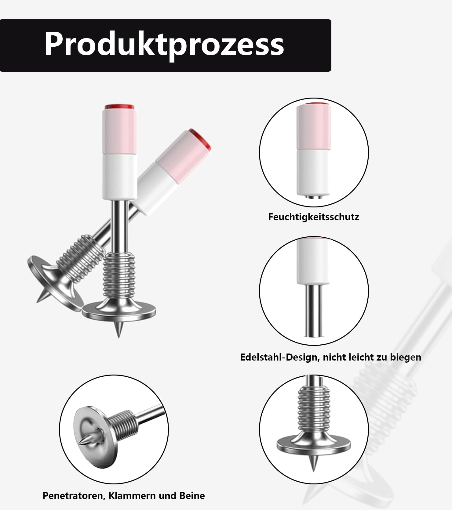 ZHEHNSA 200chiodi per pistole sparachiodi con dadi M8, chiodi in acciaio da 7,3 mm per pistole sparachiodi, chiodi tondi manuali in acciaio per soffitti in calcestruzzo a basso rumore, pareti ecc.