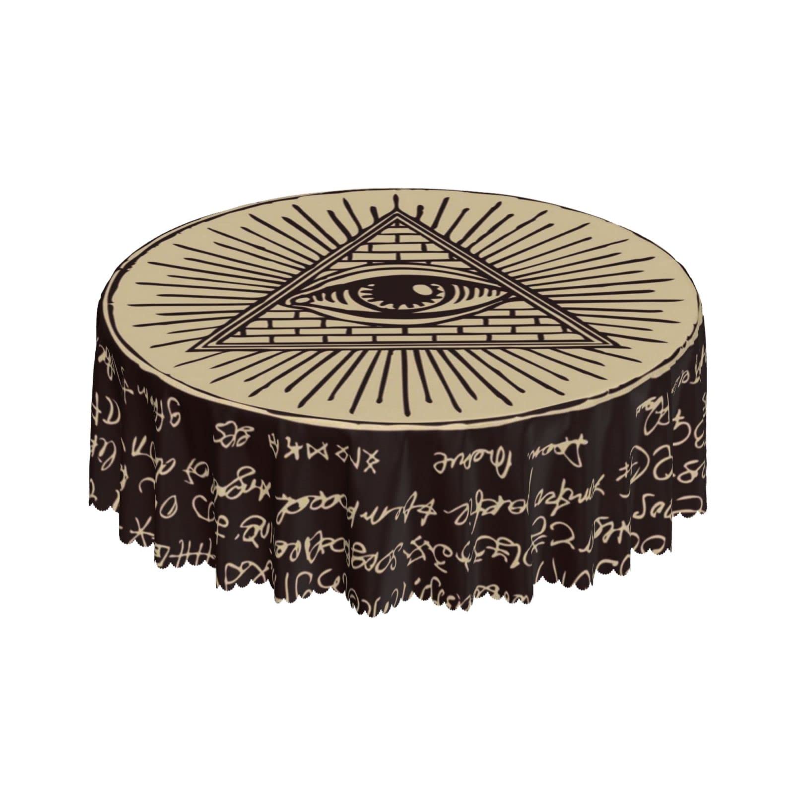 Lsjuee All Seeing Eye Occult Symbol Black Round Tablecloth 60 Inch Printed Washable Tablecloth for Dining Party Holiday Fall Home Decorative