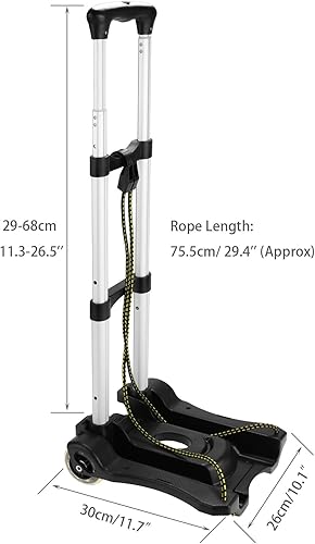 Miniatura 3 de Carrito de mano plegable resistente de 80 libras, carrito de equipaje de mano asistido para uso personal, mudanza, viajes y compras