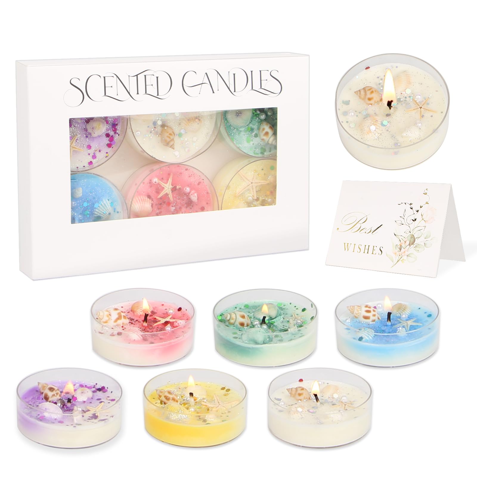 TAIHOBO Velas Aromáticas, 6 Piezas Velas Aromaticas Perfumadas para Regalo Mujer, Velas Decorativas de Cera de Soja Naturales, Velas Perfumadas para San Valentín, Día de la Madre, Cumpleaños