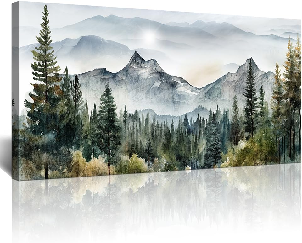 Lapremoly Large Wall Art For Living Room Canvas Wall Decorations For Bedroom Modern Office Wall Decor Abstract Mountain Scenery Paintings Misty Forest Landscape Wall Pictures Artwork Decorations