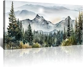 Lapremoly Large Canvas Wall Art - Abstract Mountain Scenery, Misty Forest Landscape - Modern Office, Living Room, Bedroom Wall Decor