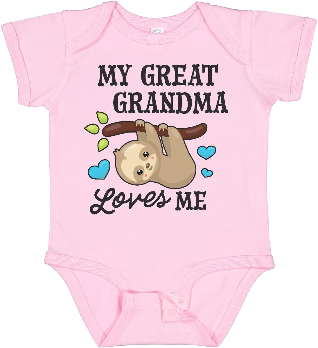 inktastic My Great Grandma Loves Me with Sloth and Hearts Baby Bodysuit