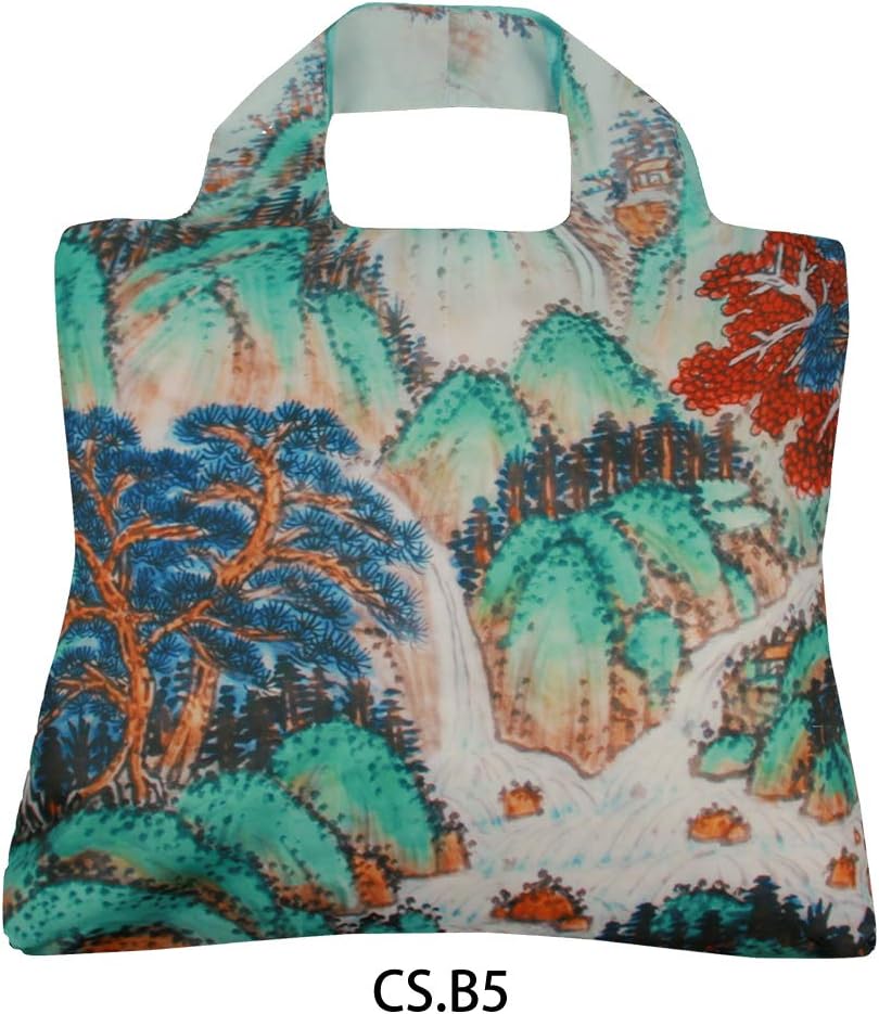 Envirosax Reusable Grocery Bags, Set of 5, Multicolored Ink Landscape Design, CS Series for Shopping Travelling