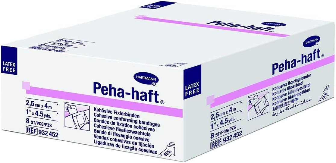 Hartmann 932452 PEHA-Haft Cohesive Conforming Gauze Bandage, 13.5' Length, 1" Width (Pack of 8)