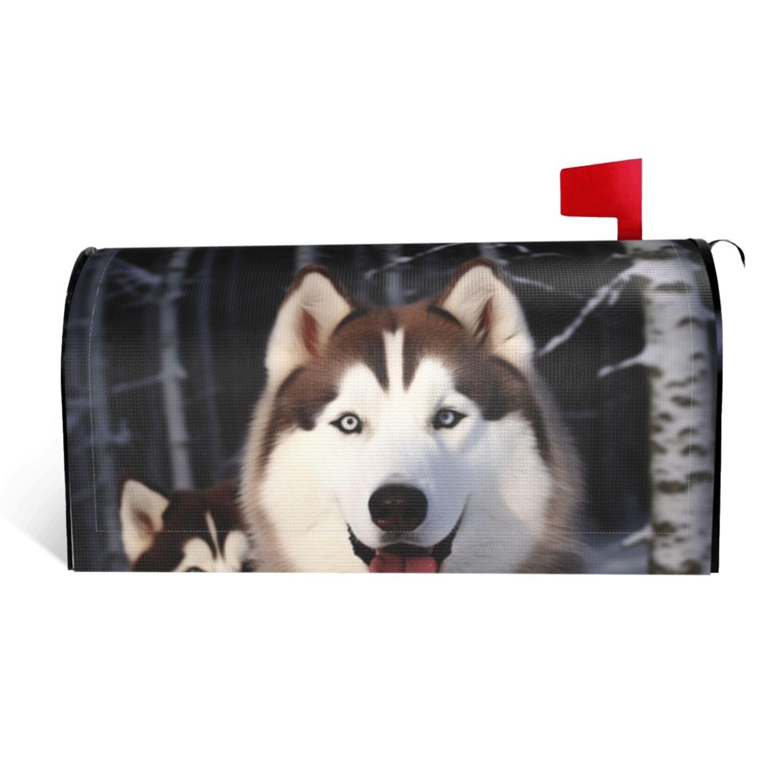 Huskies Mailbox Covers Magnetic Standard Size 25.5x21 in, Decorative Post Letter Box Cover Waterproof Mailbox Wraps Outdoor Post Wraps for Garden Yard Home Decor