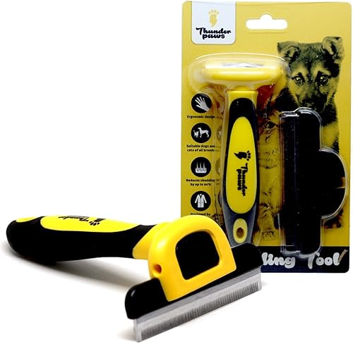 Miniatura 1 de Thunderpaws Mejor herramienta profesional de desecho y cepillo de aseo de mascotas D-Shedz para razas de perros gatos con pelo corto o largo pequeño