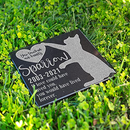 Be Burgundy Personalized Cat Memorial Stone - Granite Cat Grave Marker | 6" X 6" |Sympathy Poem, Loss Of Cat Gift, Indoor - Outdoor Tombstone Headstone - Grave Marker W/Pet Name #TOP1