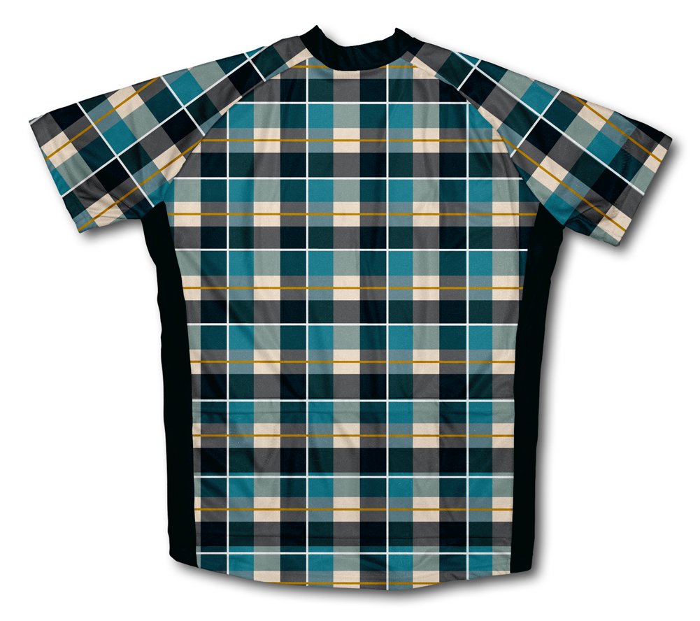 ScudoPro Blue Plaid Shirt Short Sleeve Cycling Jersey for Youth - Size XS