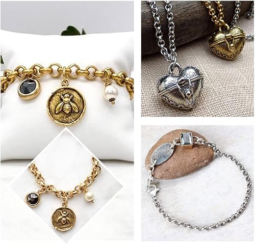 Vista 32 de Cadenas venecianas de acero inoxidable 304 de 32.8 pies de color de acero inoxidable sin soldar, pequeñas cadenas de eslabones rectangulares