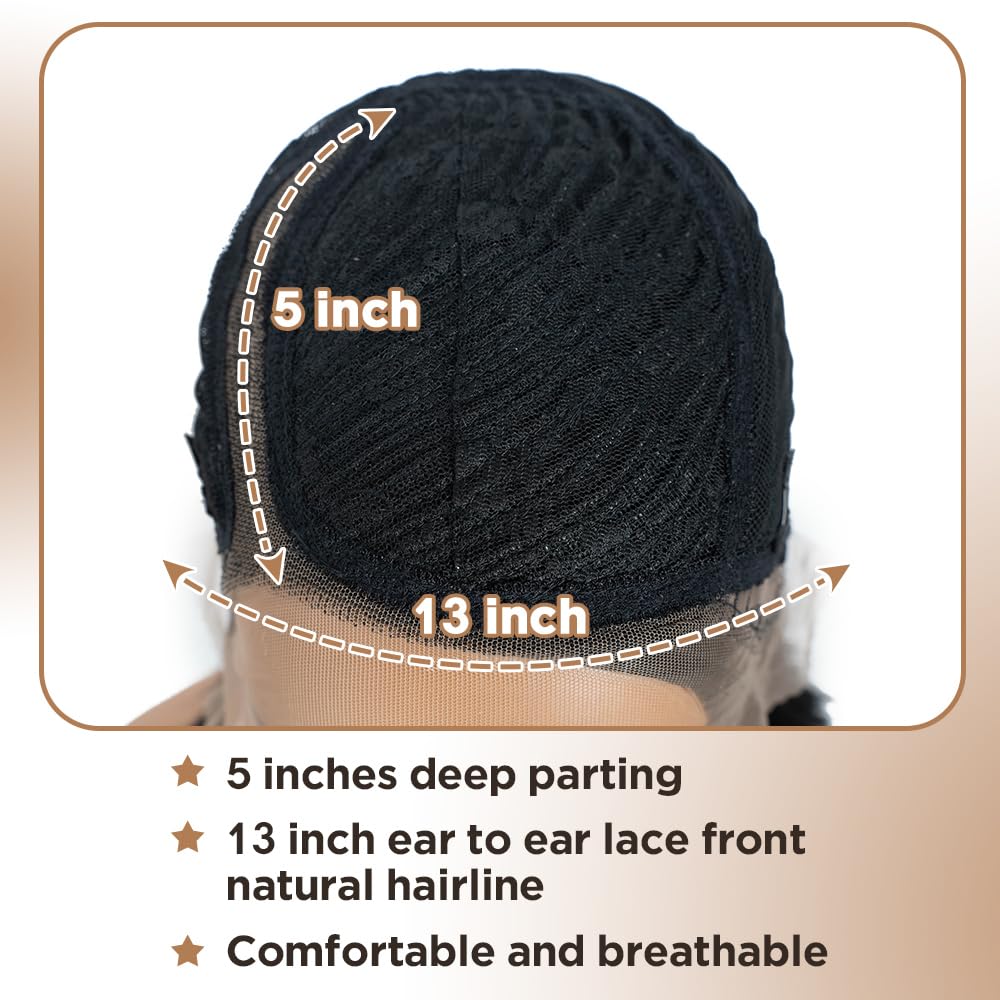 NOBLE Lace Front Bob Wigs Side Part Straight Bob Wig Dark Brown Short Wig 10 Inch Side Part Black Wigs for Women Daily Wear - Image 4