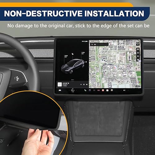 Miniatura 4 de Marco Protector de Pantalla Compatible con Model 3 Model Y 2019-2024, Marco Protector de Borde de Pantalla de Silicona, Accesorios para el Interior