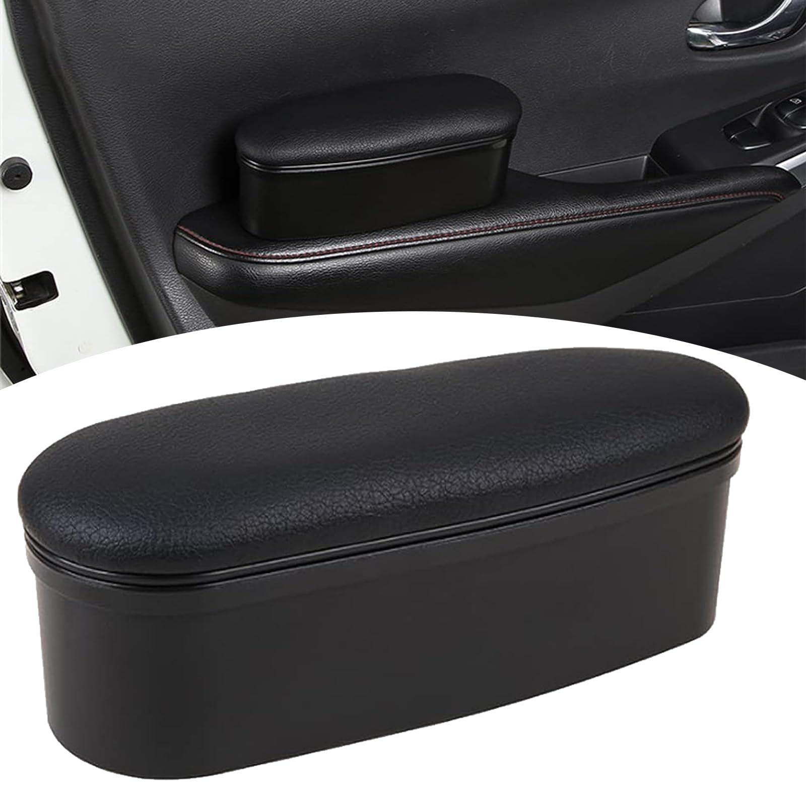 Pack-1 Car Armrest Support Left Elbow Pad, Retractable Storage Armrest Pad, Universal Car Left Arm Elbow Support, Adjustable Car Armrest Pad Auto Door Storage Box, for Most Cars (Black)