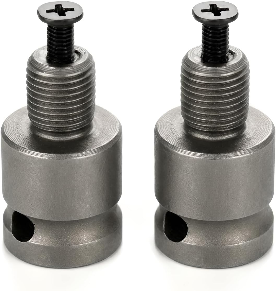 2 Pcs 1/2 Inch Square Female Drill Chuck Adapter with Reverse Screw