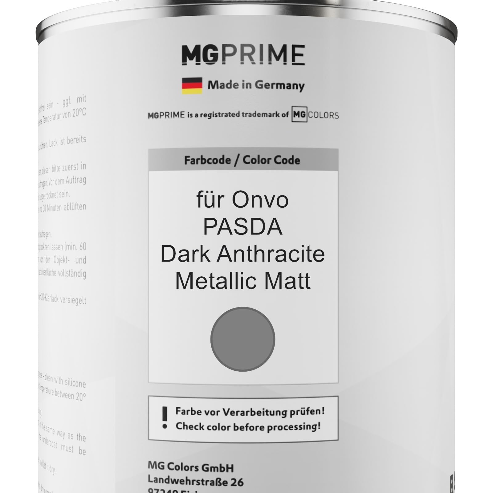 MG PRIME Lakier samochodowy w puszkach do Onvo PASDA Dark Anthracite. 2,5L