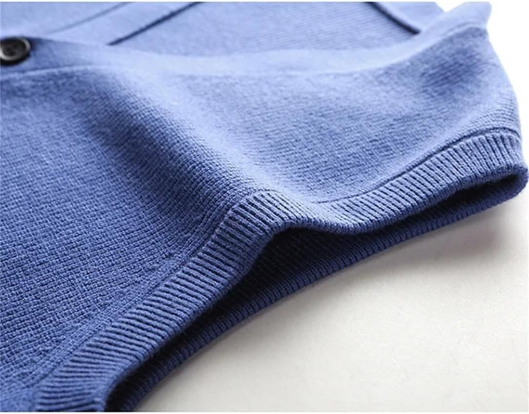 Men's V-Neck Woolen Knitted Sweater Vest Sleeveless Casual Anti-Pilling Warm Cardigan for Winter