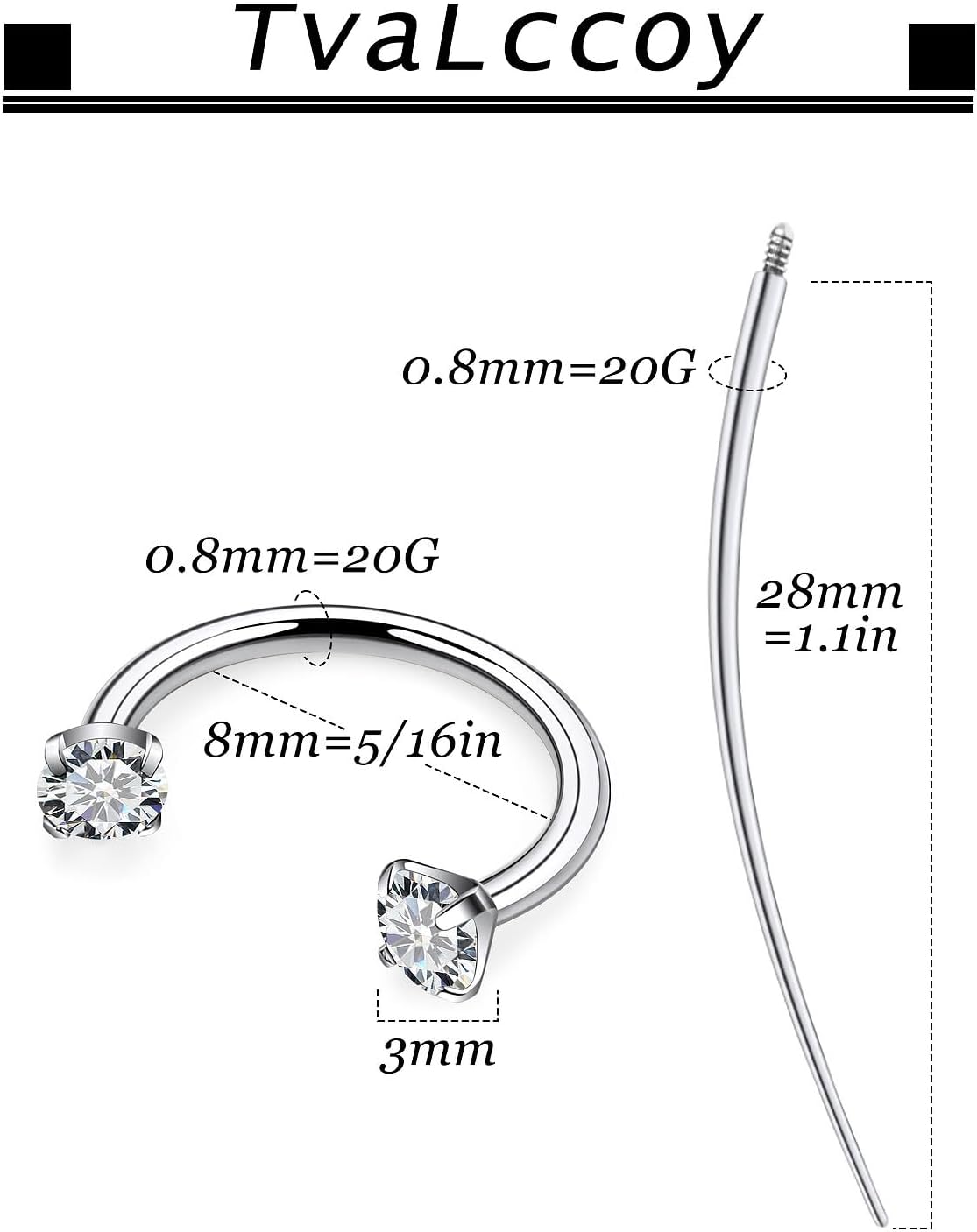 F136 Titanium 20/18/16/14g Horseshoe Nose Septum Lip Ear Rings Piercings 8/10/12mm Cartilage Helix Daith Earrings Jewelry for Women Men - Image 3