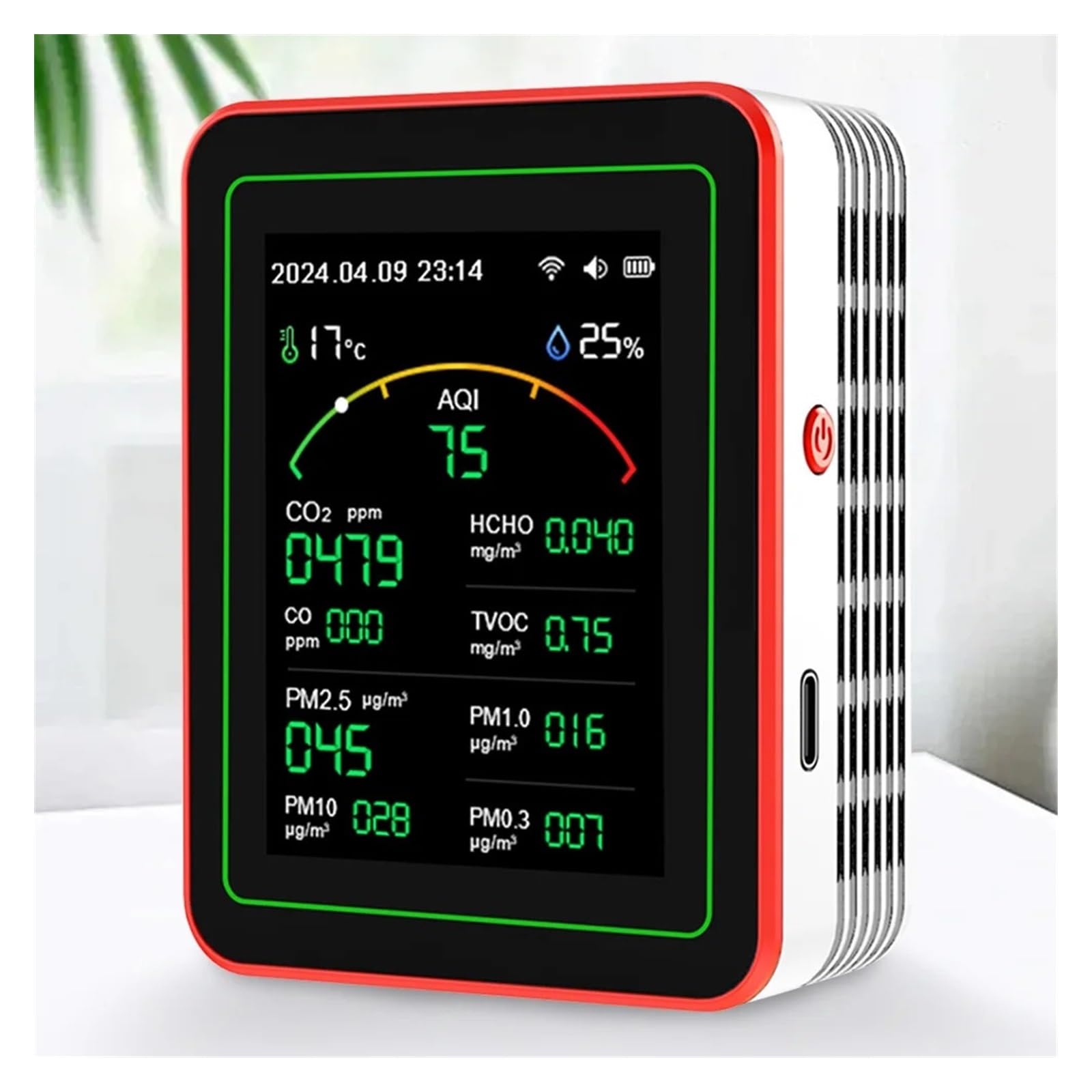 Monitor de calidad del aire, Monitor De Calidad Del Aire Interior WiFi 15/5 En 1, Analizador Gas Con Control Por Aplicación PM0.3 PM1.0 PM2.5 PM10, Sensor Detector For El Hogar(White 15 in 1)