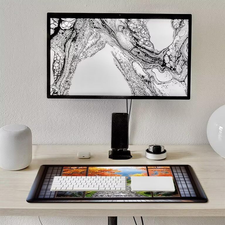 Tappetino Mouse Gaming XXL 1600 x 800 mm Tappetino Antiscivolo Sottomano Da Scrivania Per Mouse e Tastiera, Con Base In Gomma Antiscivolo, Lavabile, Mouse Pad Giapponese giardino, Regalo per Uomo L837