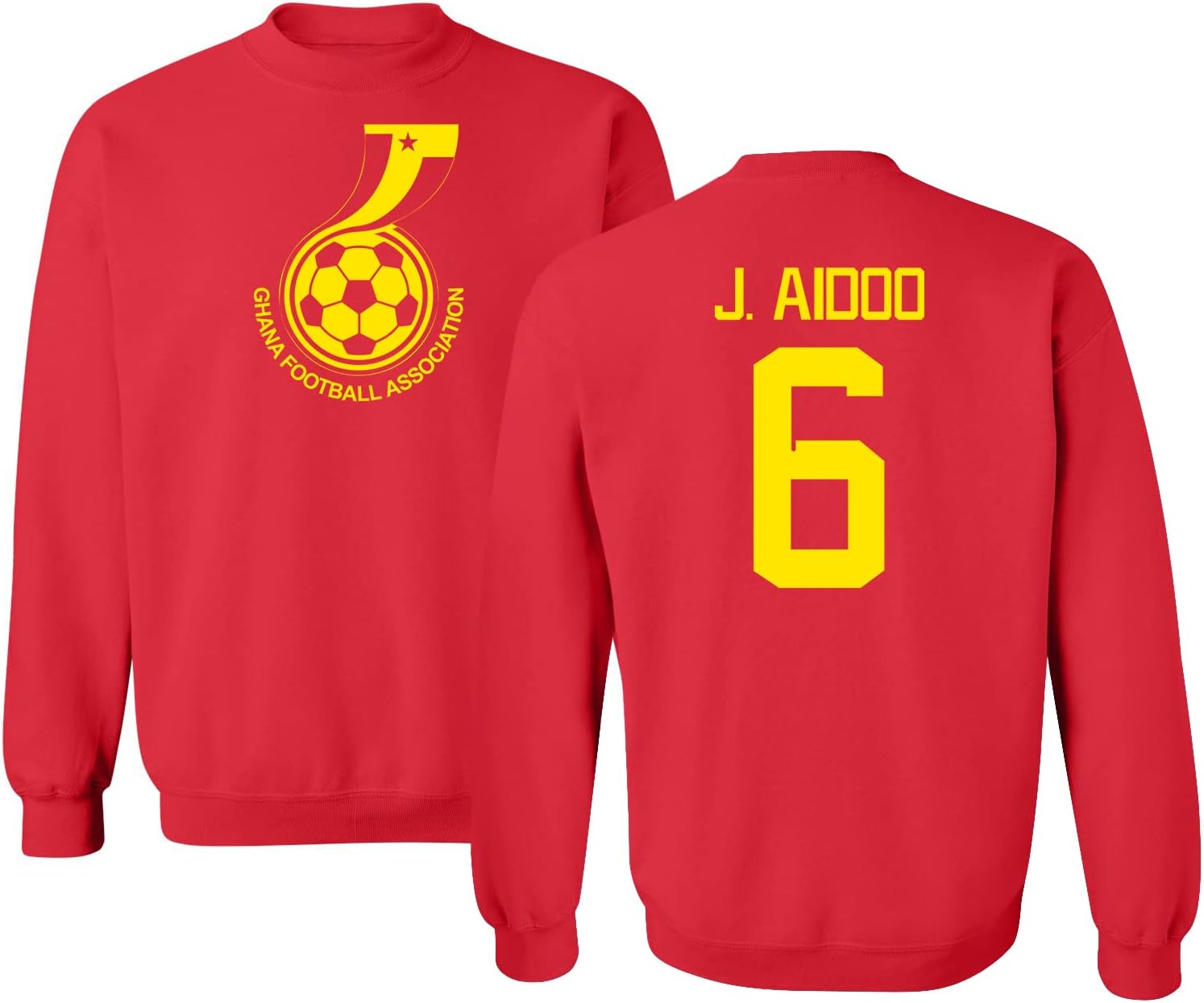 FLAURA Ghana Soccer #6 Aidoo World Football Fans Adult Crewneck Sweater