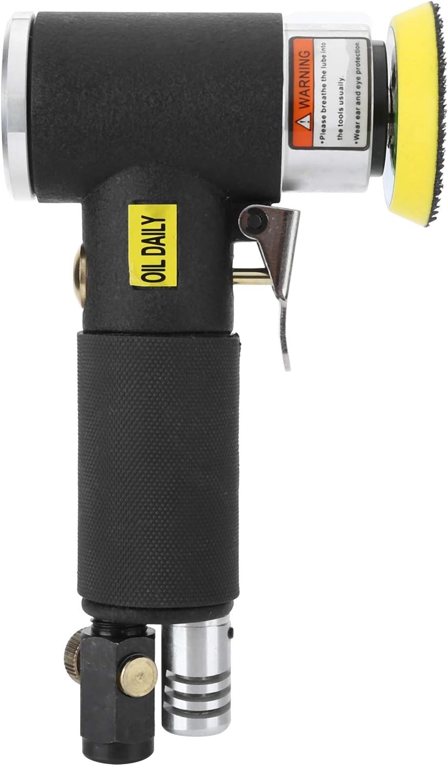 Mini Pneumatic Air Sander Eccentric Grinder, Air Sanding Machine with Hook and Loop Pad, 16000 RPM Polishing Tool for Automobile Metal Wood Detail Work (2-3 inches eccentric black + 10pcs sandpaper)