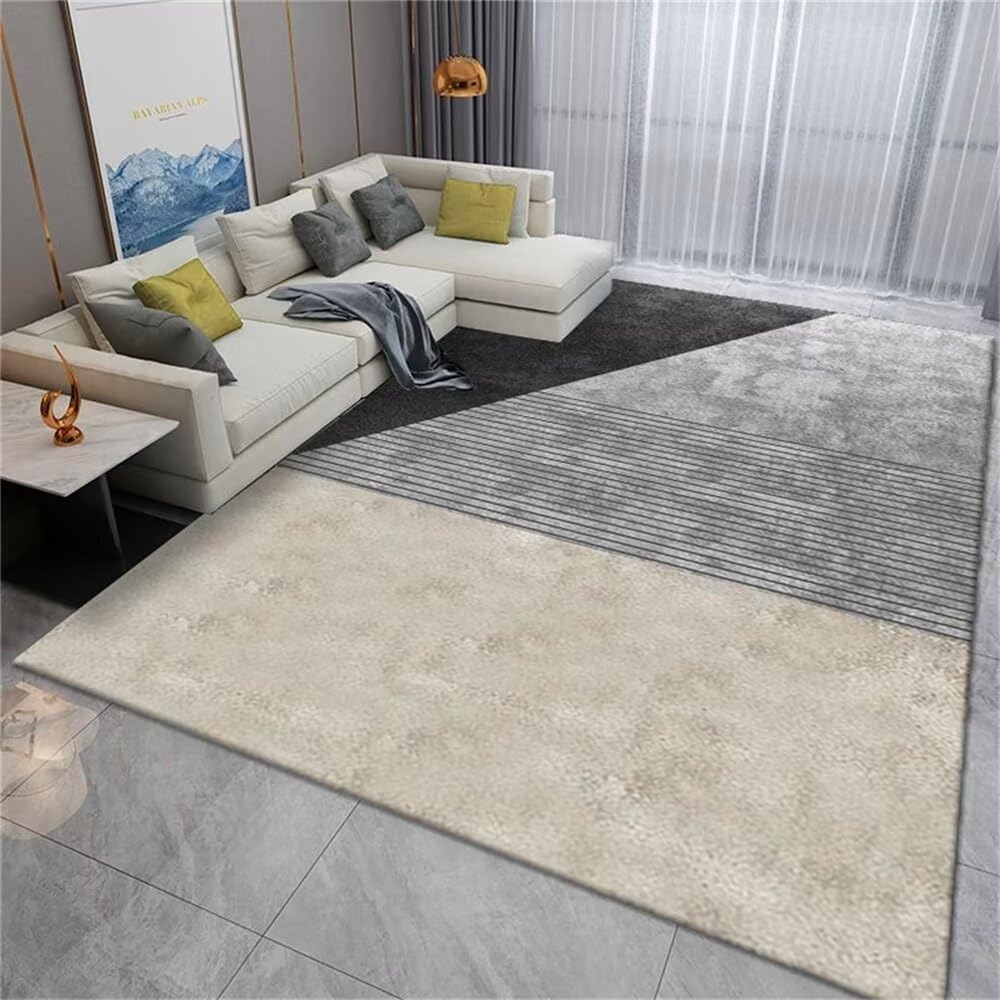 Tapis fille décoration chambre ado géométrique gris 140x200cm salon et chien