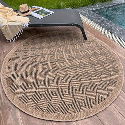 THE RUGS Nature Collection Outdoor Rug  Indoor/Outdoor Tona Border Area Rug for Patio, Deck, Garden, Kitchen, Bathroom or Living Room (Solid Effect-Neutral, 80 x 150 cm)