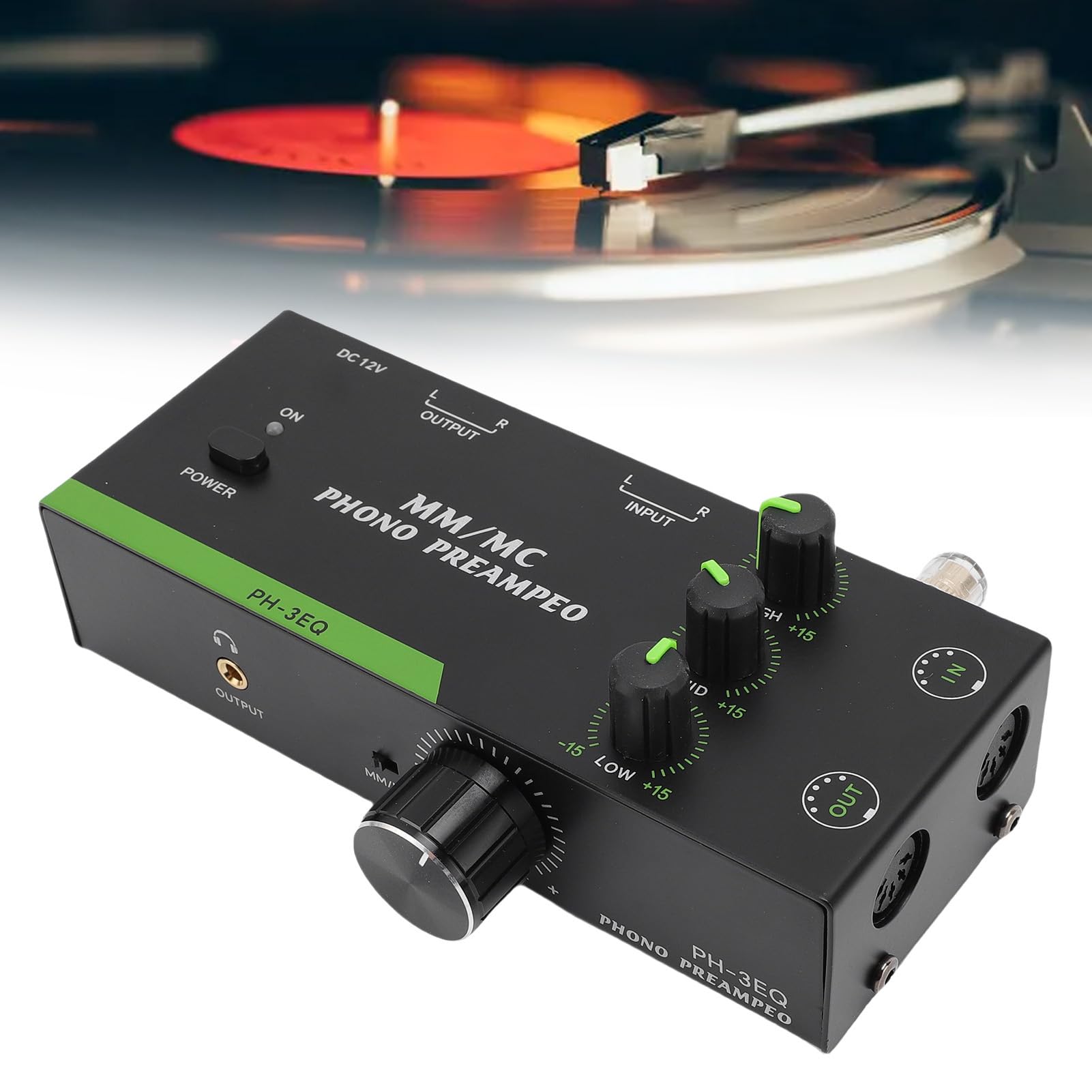 Diyeeni Amélioration du Son Pur et équilibré avec Ce Préampli Phono, Casque, Sortie D'entrée XLR, égalisation à 3 Bandes Faible Bruit pour Une (Plug EU (AC 220-240V 50Hz))