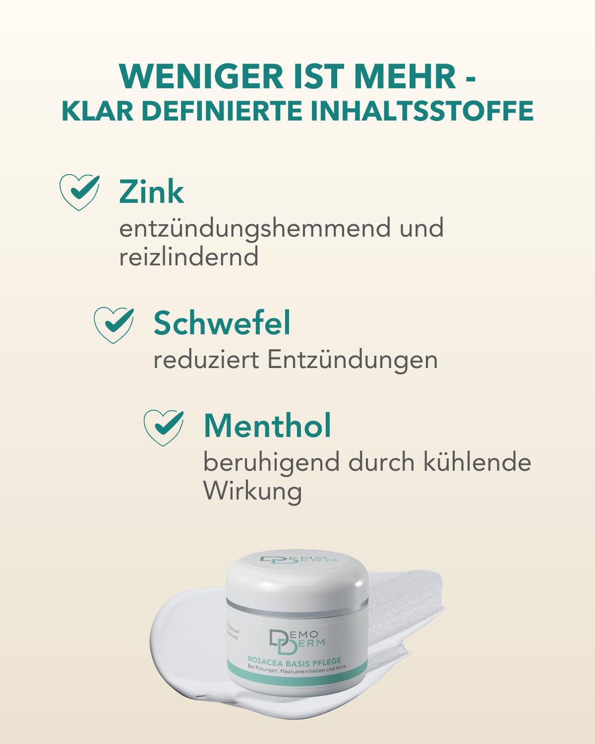 DemoDerm Rosacea Intensiv-Creme – beruhigende Systempflege bei empfindlicher, zu Rötungen neigender Haut | Mit Zink & Schwefel, Made in Germany (30 g)