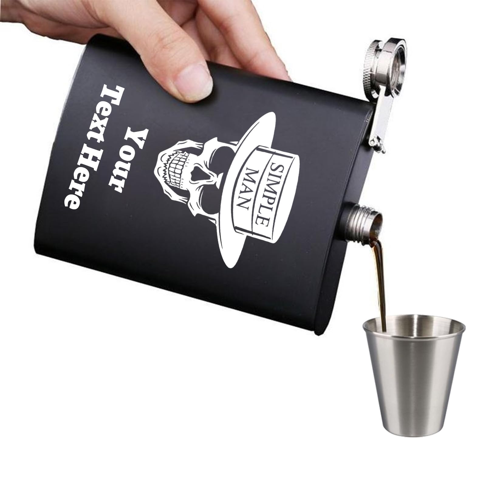 Custom Flask for Men Personalized Flask with Text and Photos, Engraved 8oz Stainless Steel Hip Flask Gift for Women, Fathers, Groomsmen or Bridesmaids (Text)