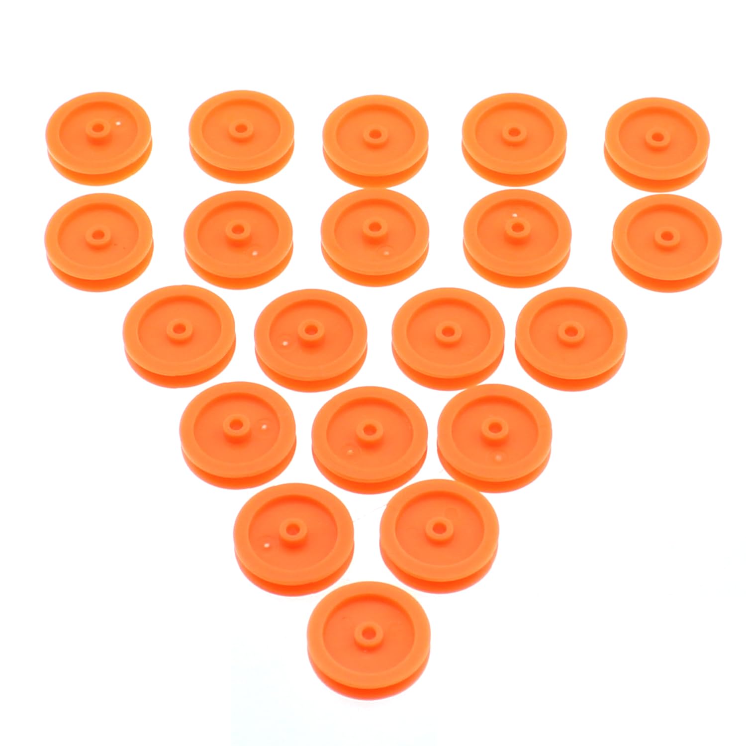 MTQY 20PCS 1.95mm Hole Diameter Pulley Speed Reducer Transmission Pulley Set Making Pulley Orange Plastic Pulley for DIY Toy Model