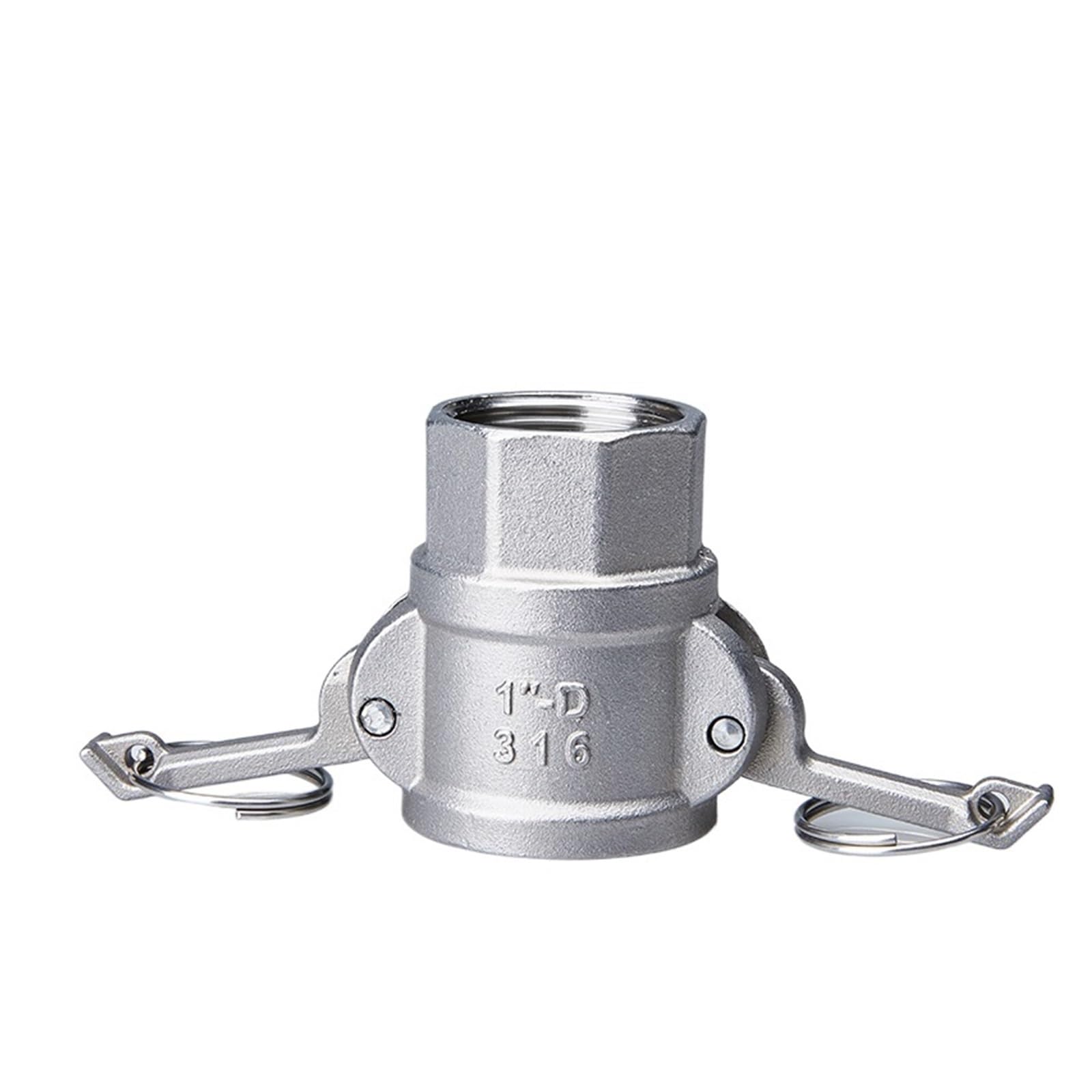 Conector rápido tipo D en acero inoxidable con rosca hembra para mangueras y tuberías de riego