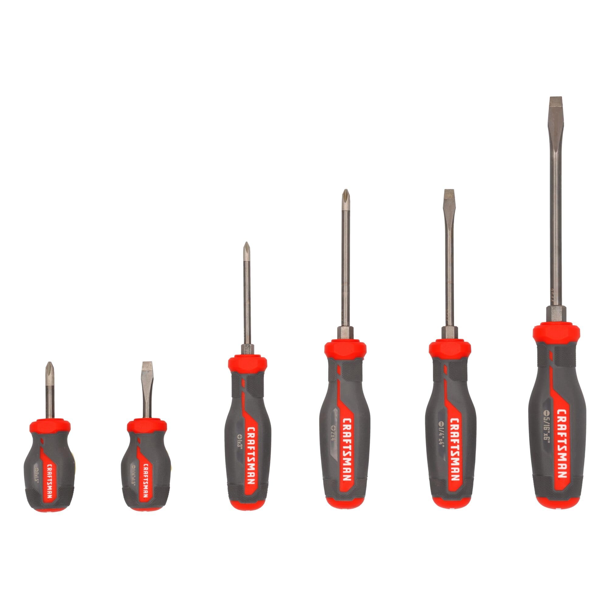 OVERDRIVE Screwdriver Set, 6 PC (CMHT65125) | Flat head screwdrivers 1/4 x 1.5 in, 1/4 x…