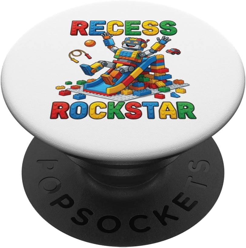 Recess Rockstar Robot Colorful Toy Bricks Play PopSockets Adhesive PopGrip