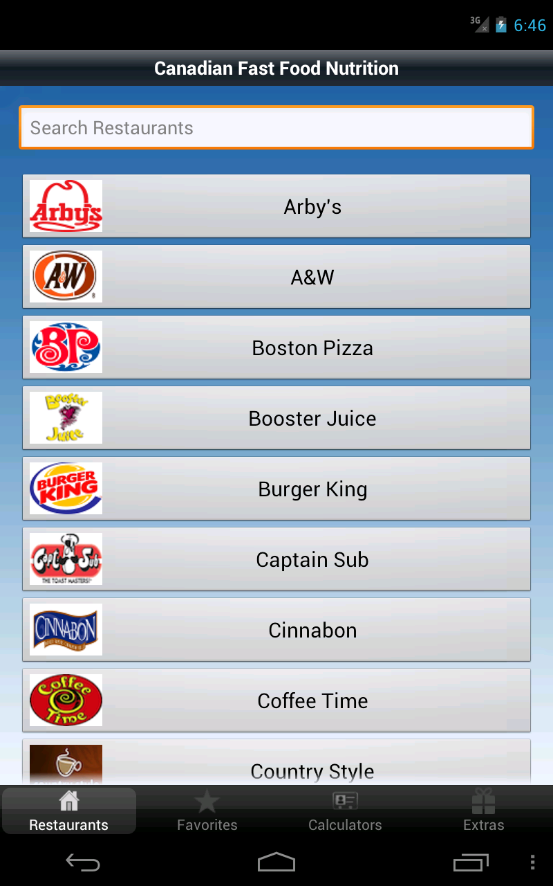 Canadian Fast Food Nutrition Calories , Carbs Checker Plus BMI