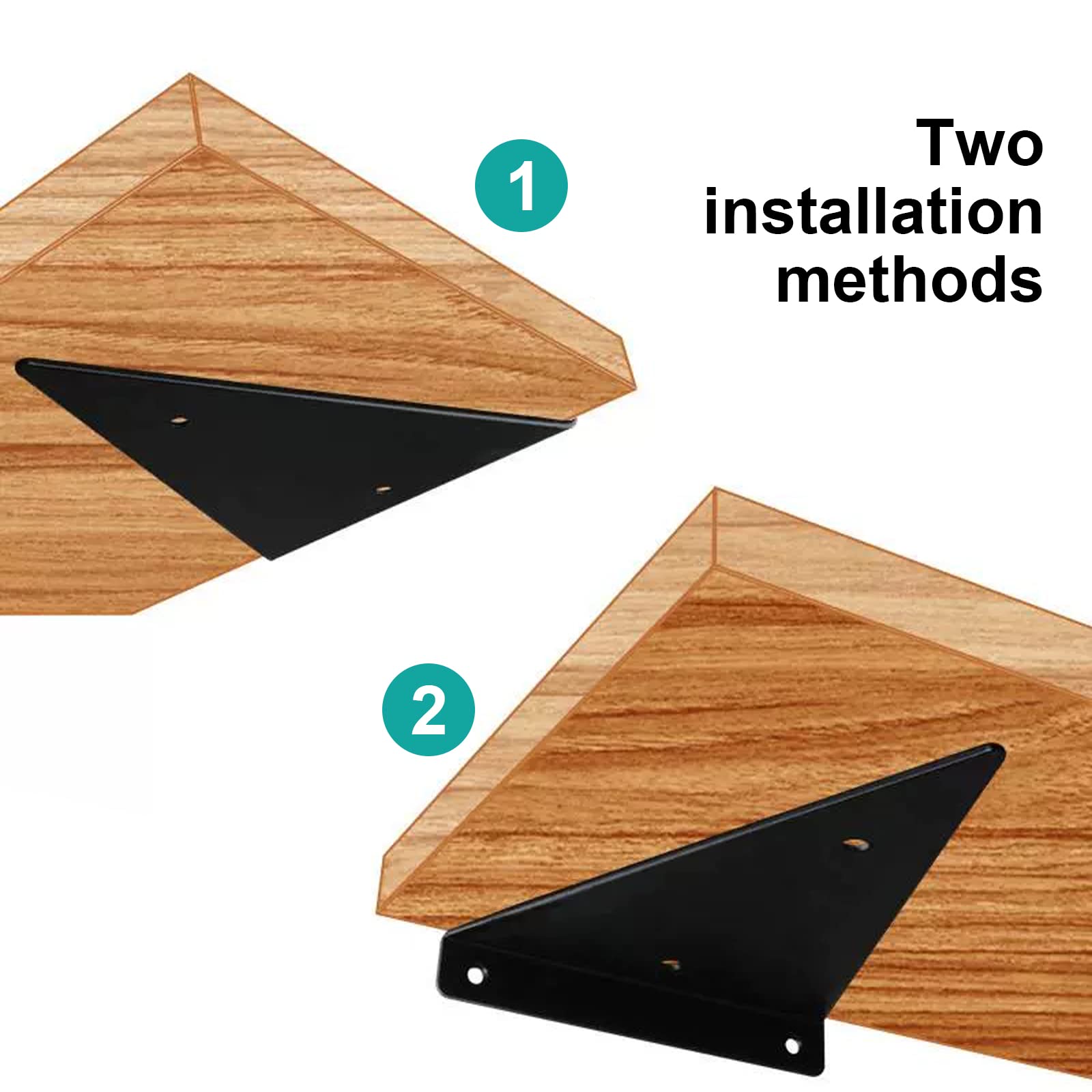 Zwevende Plankdragers, 8 Stucks Plankbeugels voor Wandmontage, Zwarte Metaal Planksteunen, Onzichtbare Boekenplank Ondersteuning - Draagkracht 75 kg