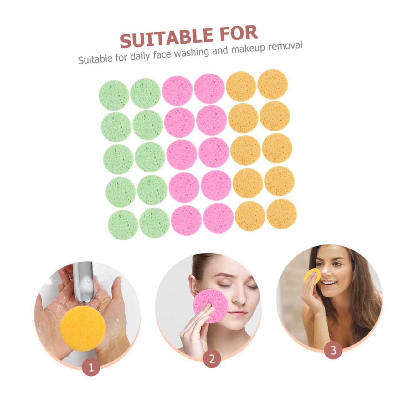 90 Esponjas Limpiadoras De Pulpa De Madera, Prácticas Herramientas Para El Lavado Facial, Esponjas Faciales Redondas, Almohadillas Limpiadoras Faciales, Esponjas Comprimidas,