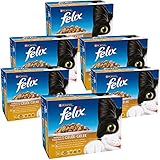 Fuente de Omega 6 Felix, Emincés en jalea Repas para Gato Adulto, 4 Mezcla De Aves Y Verduras, 6 x (12 x 100 g)