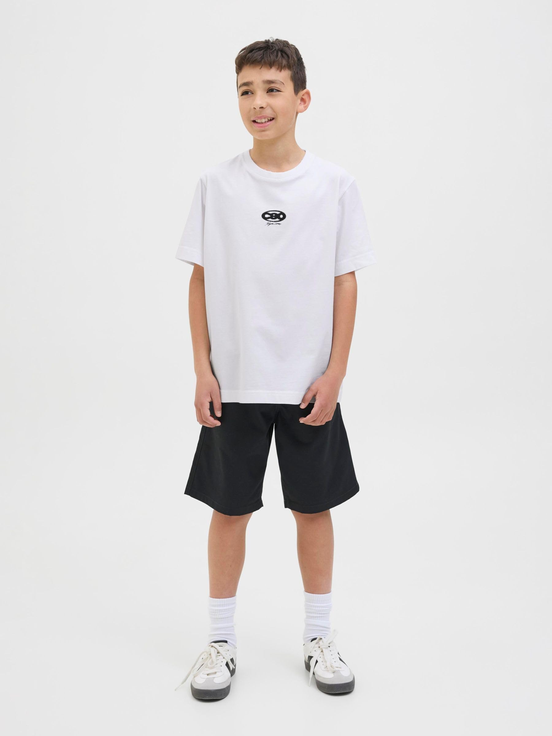 JACK & JONES Męska koszulka Jcostratus Graphic Tee SS Crew NEC Jnr, Bright White, 152